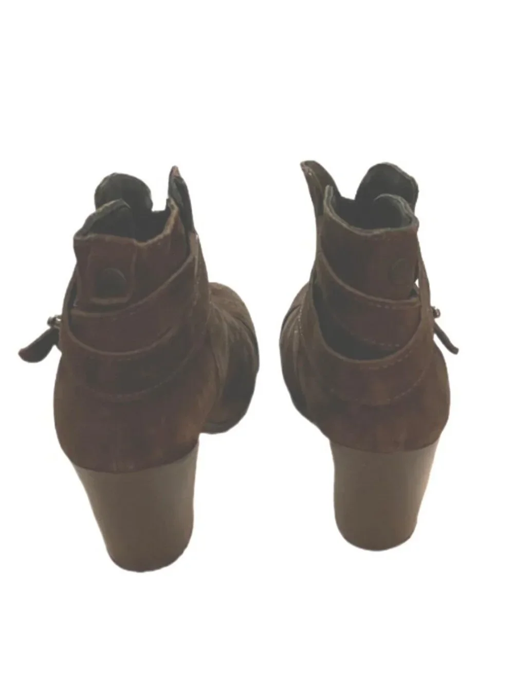 Rag & Bone Brown Suede Block Heel Wrap Strap Harrow Ankle Boots Size 8 1/2